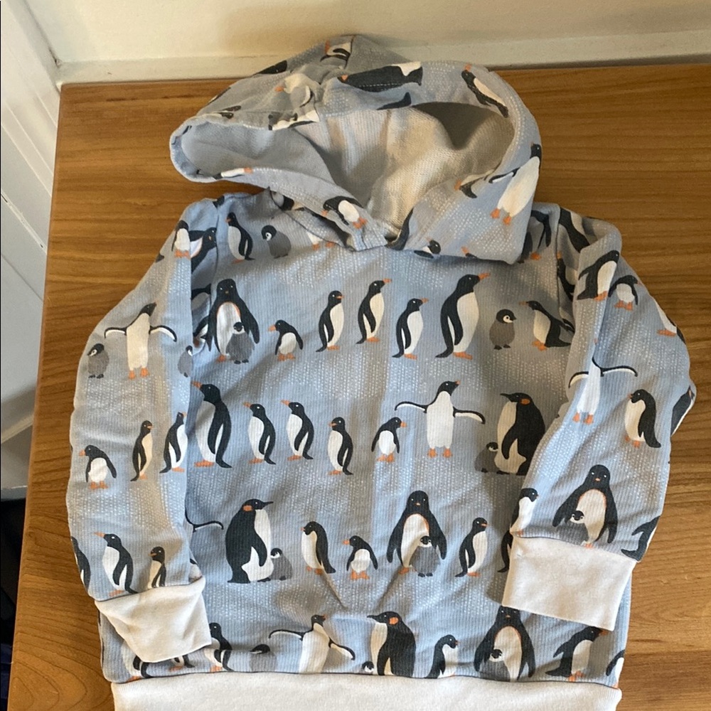 Penguin Print Kids Hoodie - Blue